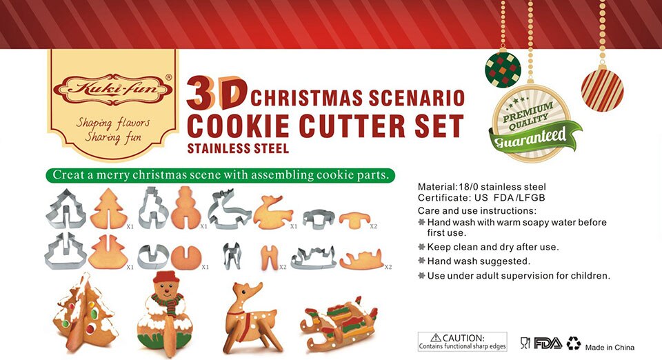 FINDKING DIY 3D Edelstahl WEIHNACHTEN Szenario Cookie Cutter einstellen, backform, umfassen Schneemann, Weihnachts Baum, Hirsch Und Schlitten
