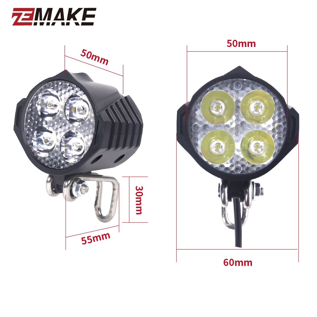 Ebike Headlight and Tail Light Sets Electric Bike Bicycle 24/36/48V/60V Front Rear Warning Lights LED Night Spotlight Headlamp
