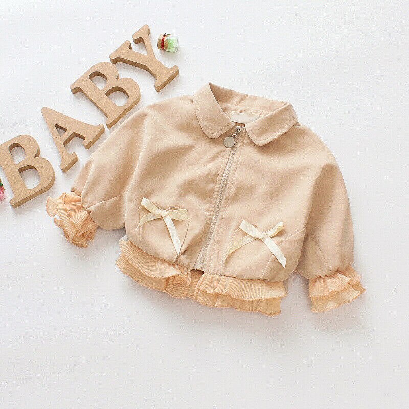 Baby Peuter Kids Baby Meisje Bovenkleding Rits Jassen Lente Herfst Winter Jassen Boog Zoete Kleding Schattige Prinses Outfits
