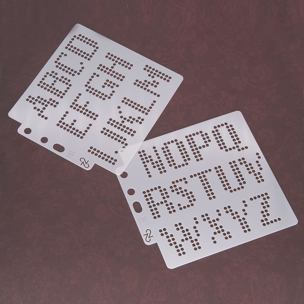 2pcs 14.1cmx13cm Reusable Plastic Mandala Stencils Painting Templates for Painting DIY Art Projects(Letters with Dot) S131