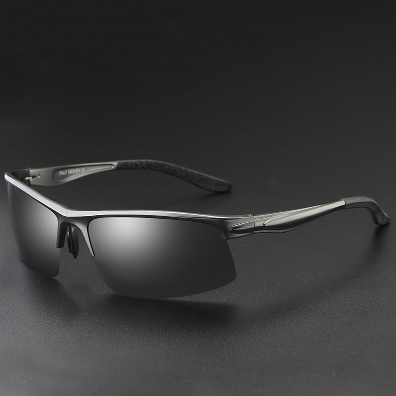 YSO Sunglasses Men Polarized UV400 Aluminium Magnesium Frame HD Sun Glasses Driving Glasses Semi Rimless Accessory For Men 8580