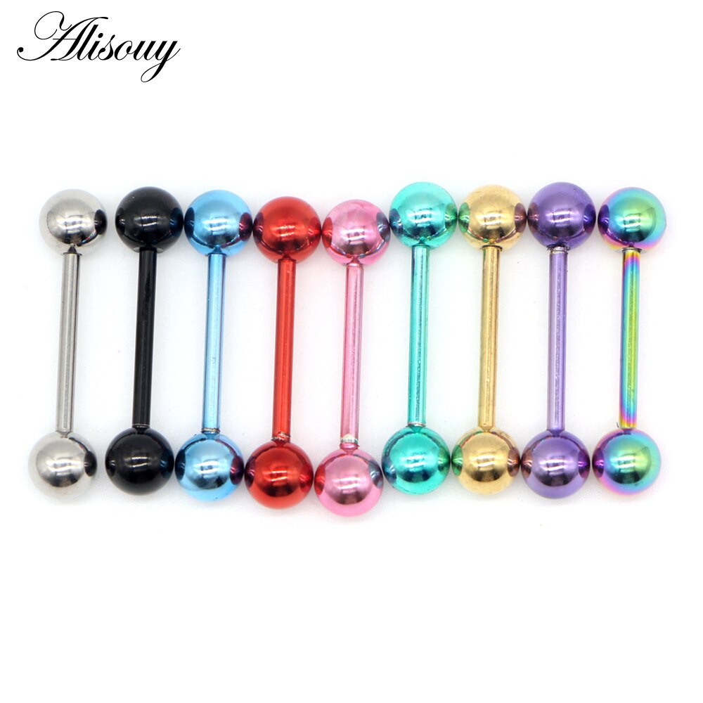 Alisouy 1 st 14g 9 Kleuren Tong Piercing Septum ear Kraakbeen nailTunnels Oordoppen labret lip Body piercing Sieraden 1.6*16*6mm