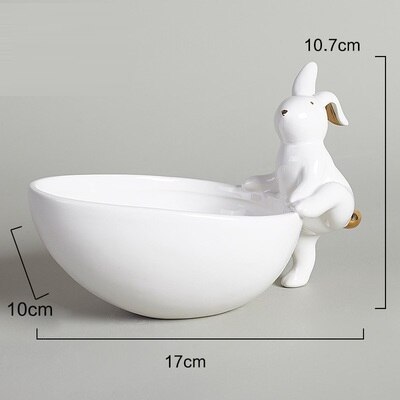 Creatieve Keramische konijnen taart plaat Desktop Lade Schotel Porselein Snack Plaat thuis decoraties voor Servies liefhebbers: A