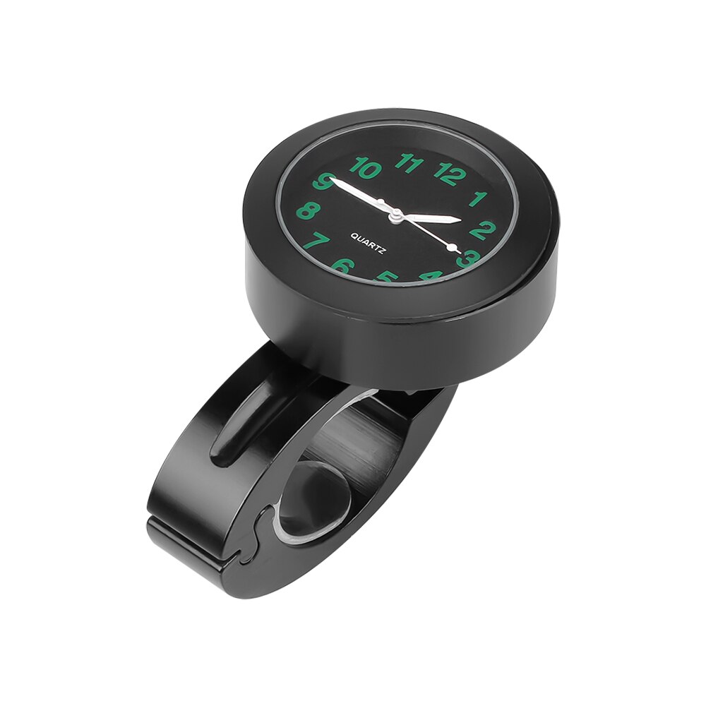 Motorcycle Handlebar Clock Aluminum Luminous Clock Waterproof Shockproof Durable Buckle Watch Mount Quartz Watch Universal: black