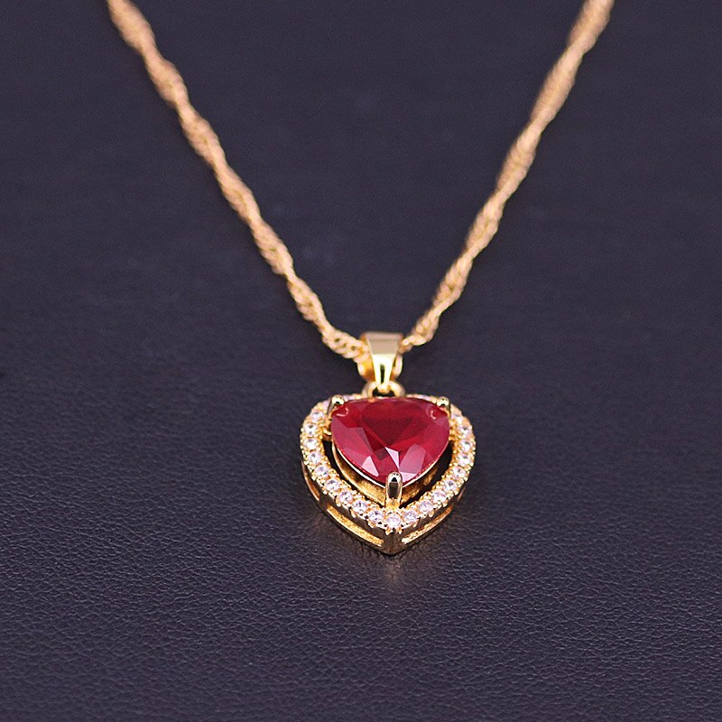 Pretty Style Gold Color Hear Square Jewelry For Women Adjustable Ring Stud Earrings Necklace Bridal Jewelry Set With Pendant