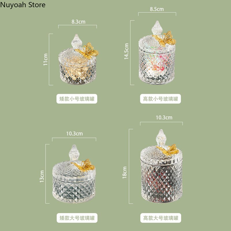 Lekkie luksusowe szklane cukierki słoik z pokrywką śliczne kreatywne wykwintne słoiki robić przechowywania ozdobny pojemnik dekoracja pudełka domowe cukierki słoik