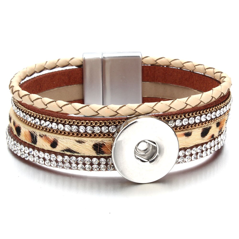 Bracelet en cuir fait à la main, boutons pression de 18mm, Punk, DIY, fabrication de bijoux