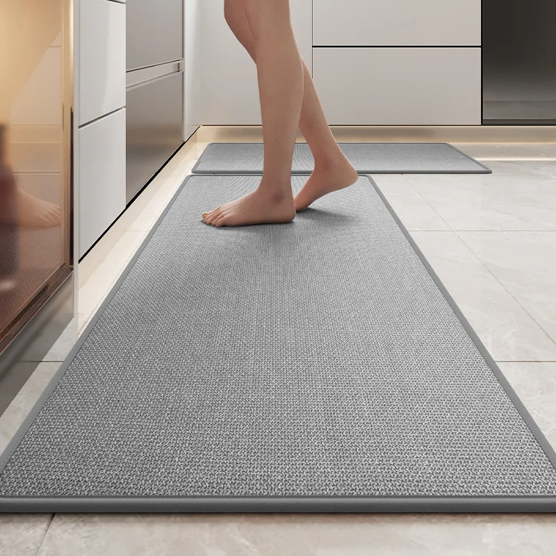 Köksmatta i linne absorberar vatten och olja, halkfri och slitstark, lång golvmatta, tvättbar, avtorkbar, fläckbeständig: 50 cm x 180cm / Vit