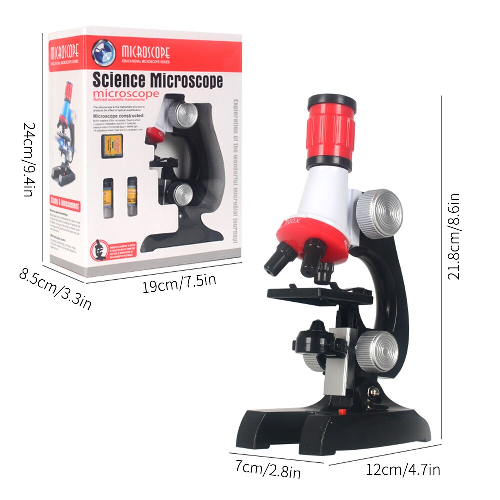 Science Kits for Kids Beginner Microscope STEM Science Educational Toy 100X 400X 1200X Magnification with LED Light