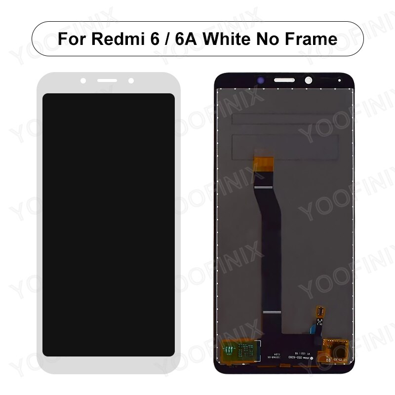 5.45 "oryginalny dla Xiaomi Redmi 6 LCD ekran dotykowy Digitizer części zamienne robić Redmi 6A wyświetlacz LCD M1804C3DG M1804C3DH: biały nie rama