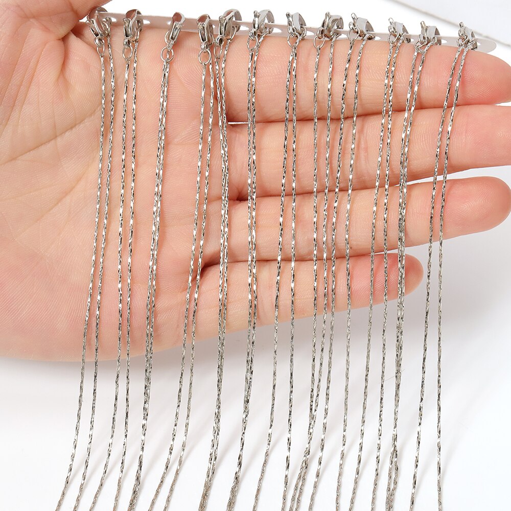 12st Halskette Gliederkette 40cm Länge Hummer-Haken-Metall Feine Panzerkette DIY Zubehör für Handwerk Schmuckherstellung: welle chain-Rhodium
