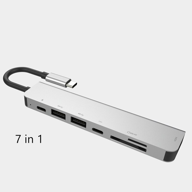 4K 60Hz USB C Laptop Docking Station RJ45 PD HDMI-compatible for MacBook Samsung Galaxy S9 /S8 / S8+Type C Dock Type-c HUB: 7 in 1