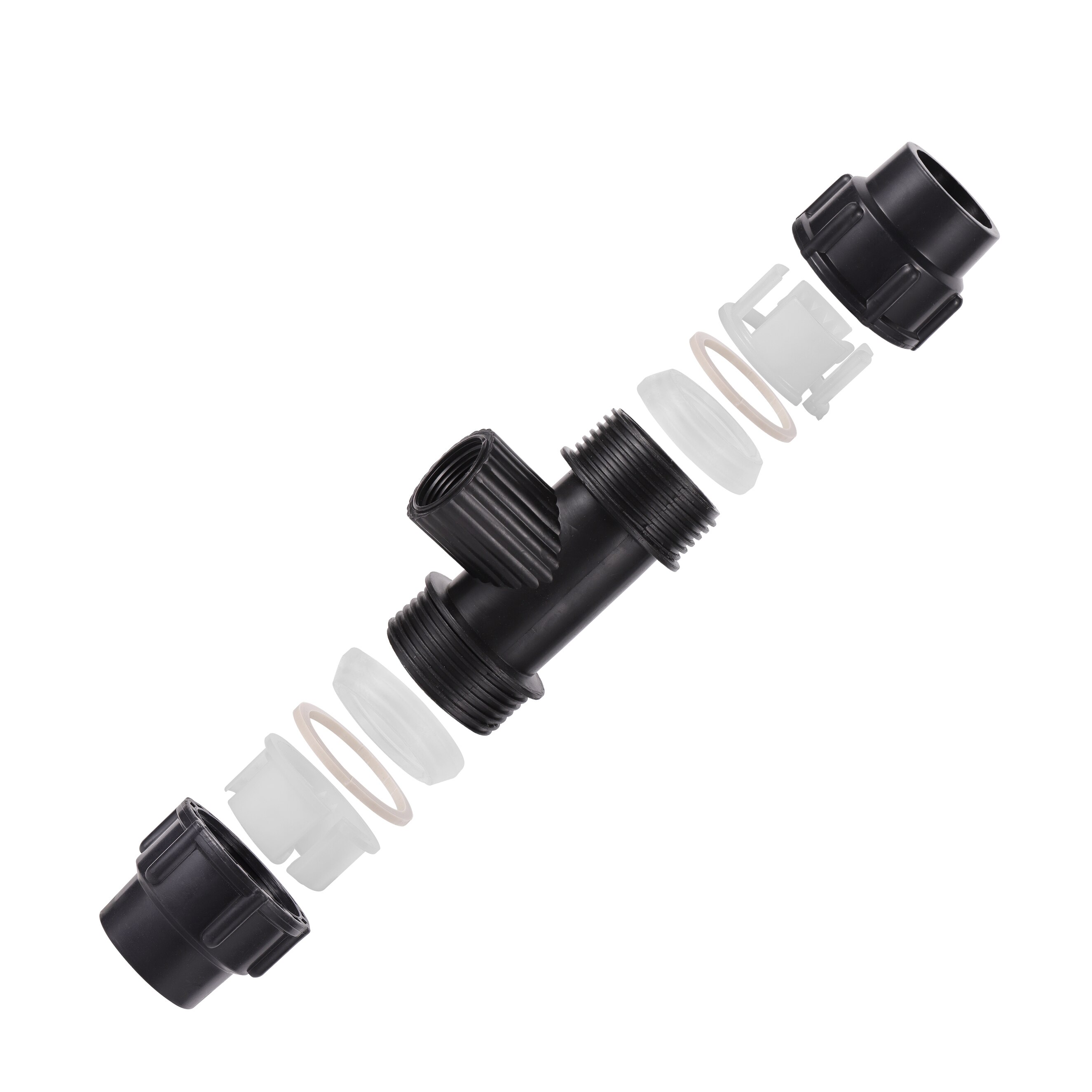 Conector de tubo de riego de PVC y PE, accesorio negro de rosca de 1/2 &quot;3/4&quot; 1 &quot;a 20/25/32mm, Junta bloqueada de conversión de 3 vías