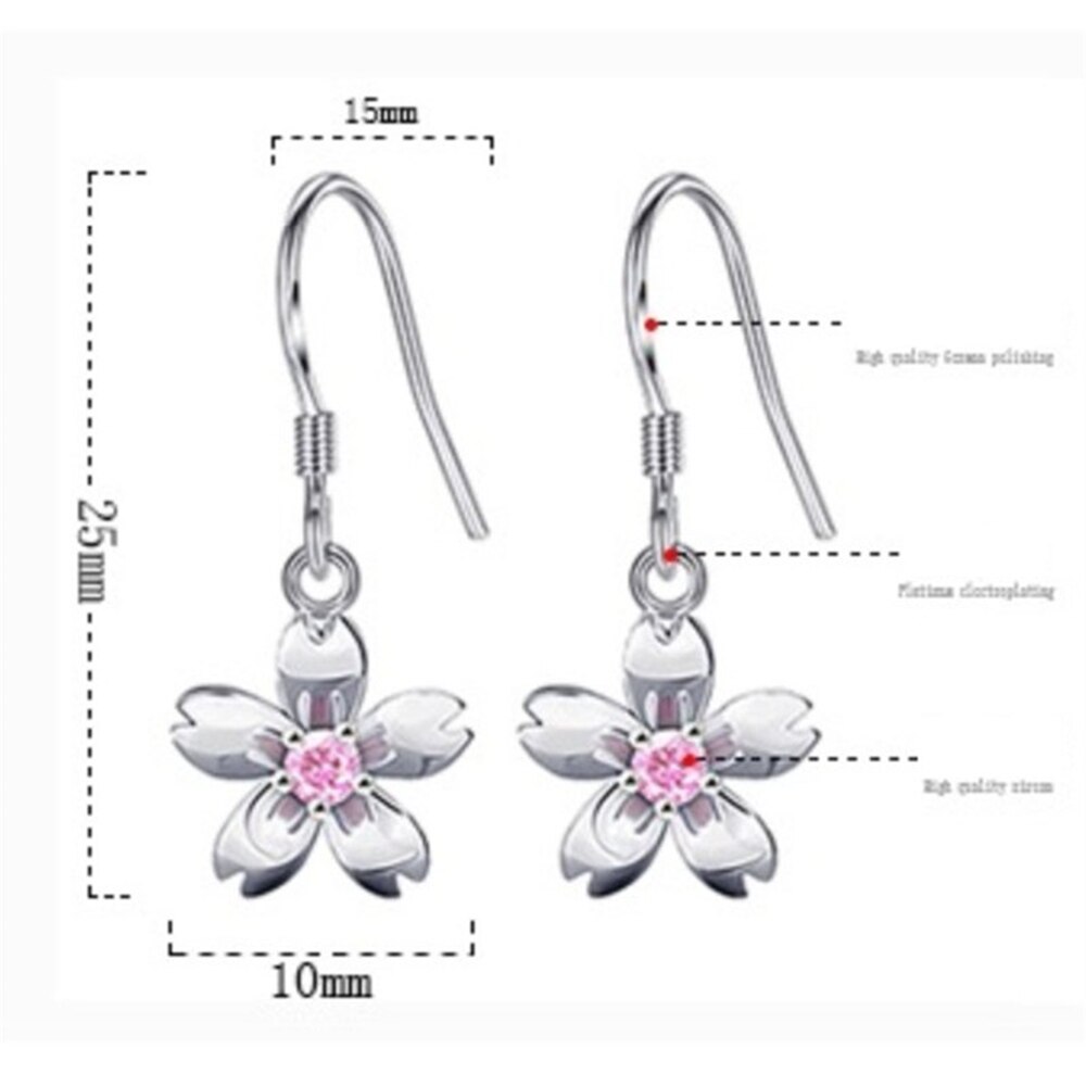 Nehzy 925 prata esterlina nova mulher rosa brincos doce cereja luxo rosa zircão brincos atacado moda marca jóias 25mm