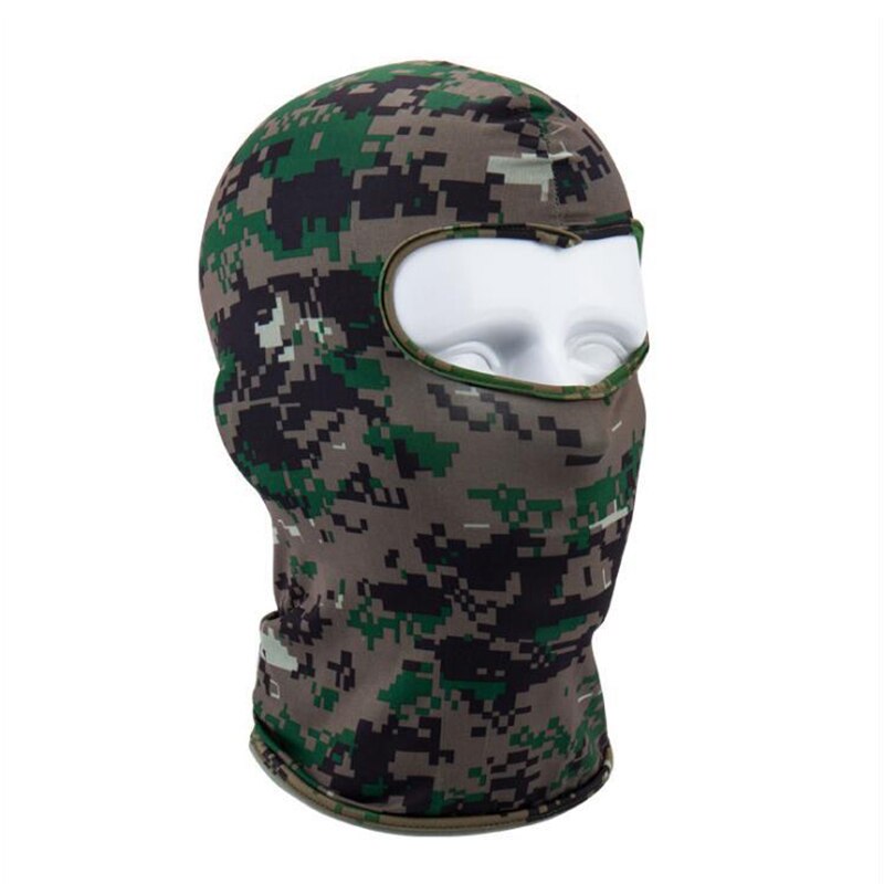 Outdoor Full Face Mask Lycra Balaclava Thin Motorcycle Cycling Ski CS Mask Digital Green Camo
