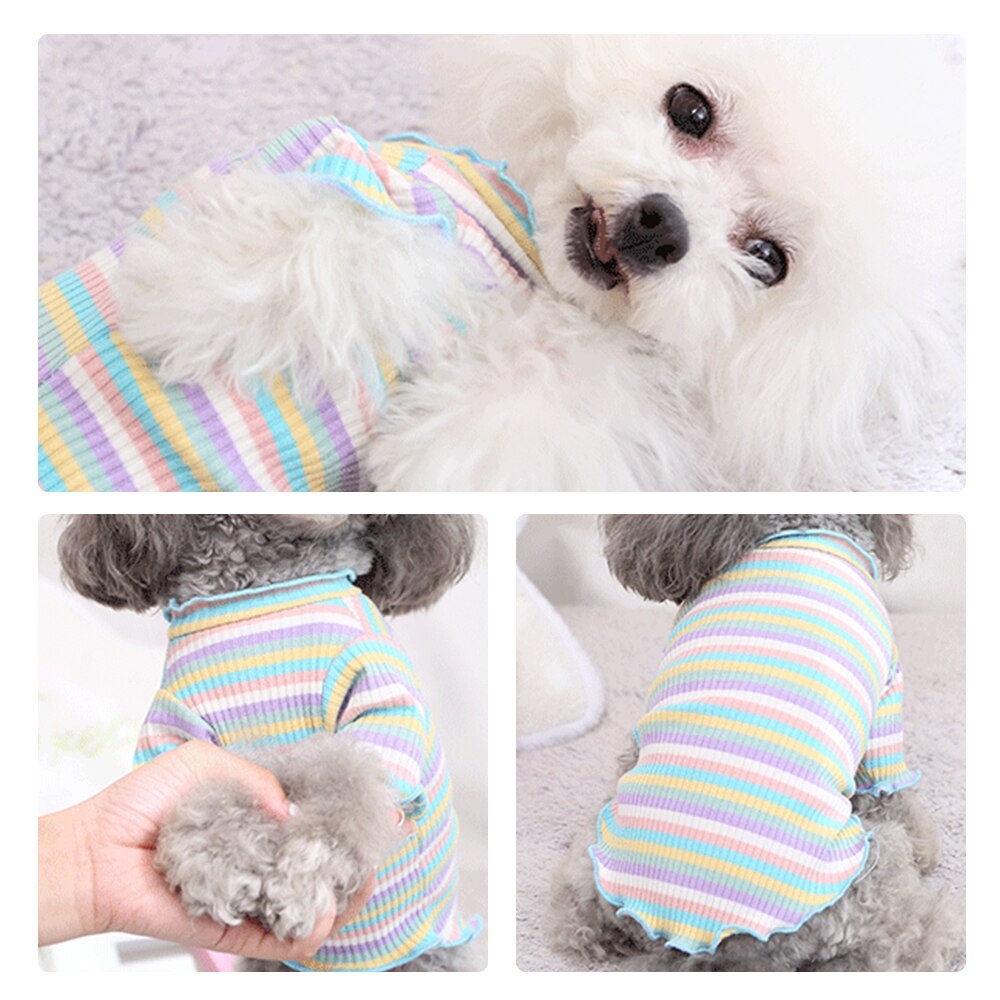 T-shirt Soft Puppy Dogs Clothes XS-XXL Cotton Puppy Strip Vest Cute Pet Dog Clothes Cartoon Summer Clothing Small Puppy Clothin
