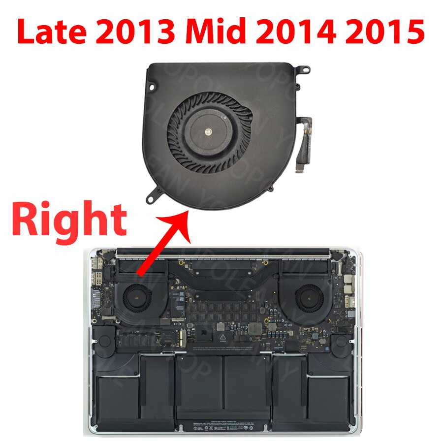 Ventilador de refrigeración de CPU para MacBook Pro Retina, dispositivo Original de prueba completa, izquierda y derecha, 15 &quot;, A1398, Mid2012, principios de , finales de , , año: Late 2013-2015 Right