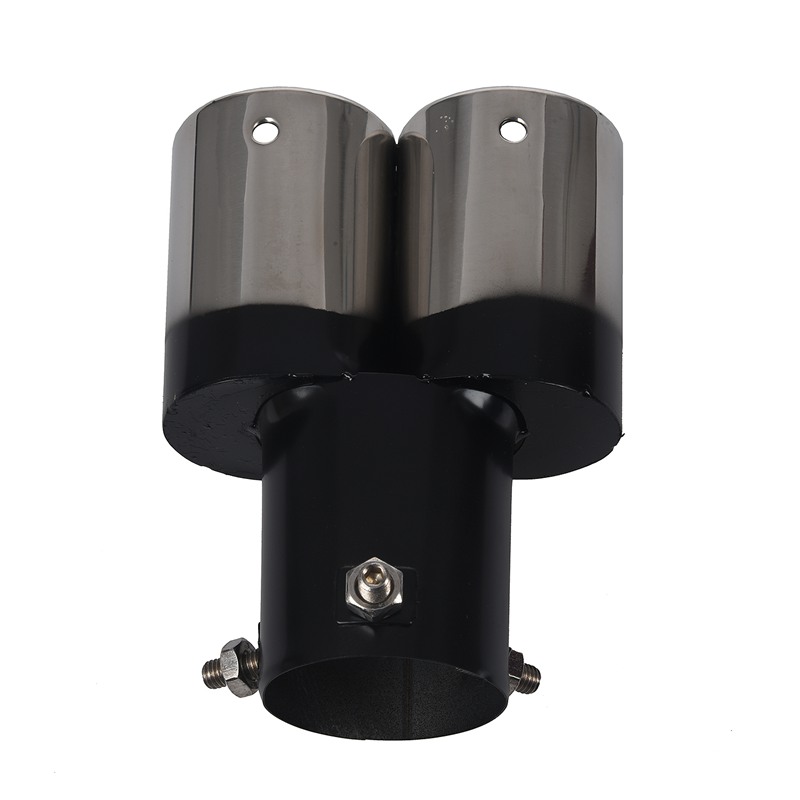 Universal Car Vehicle Exhaust Muffler Steel Tail Pipe:Straight Double Tube(silver&black)