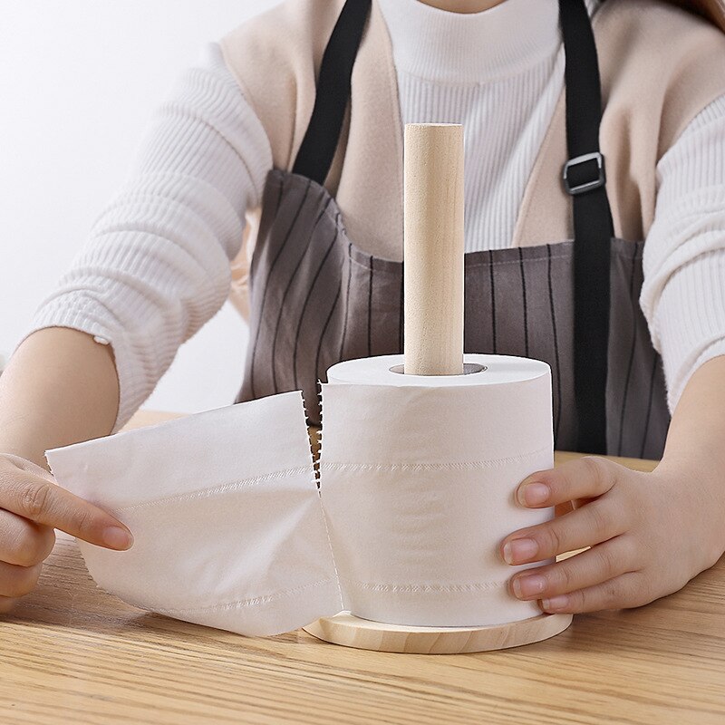 Wooden Paper Roll Towel Holder Kitchen Table Tissue Roll Beech Stand napkins Vertical Bathroom Shelves Shelf Dispenser