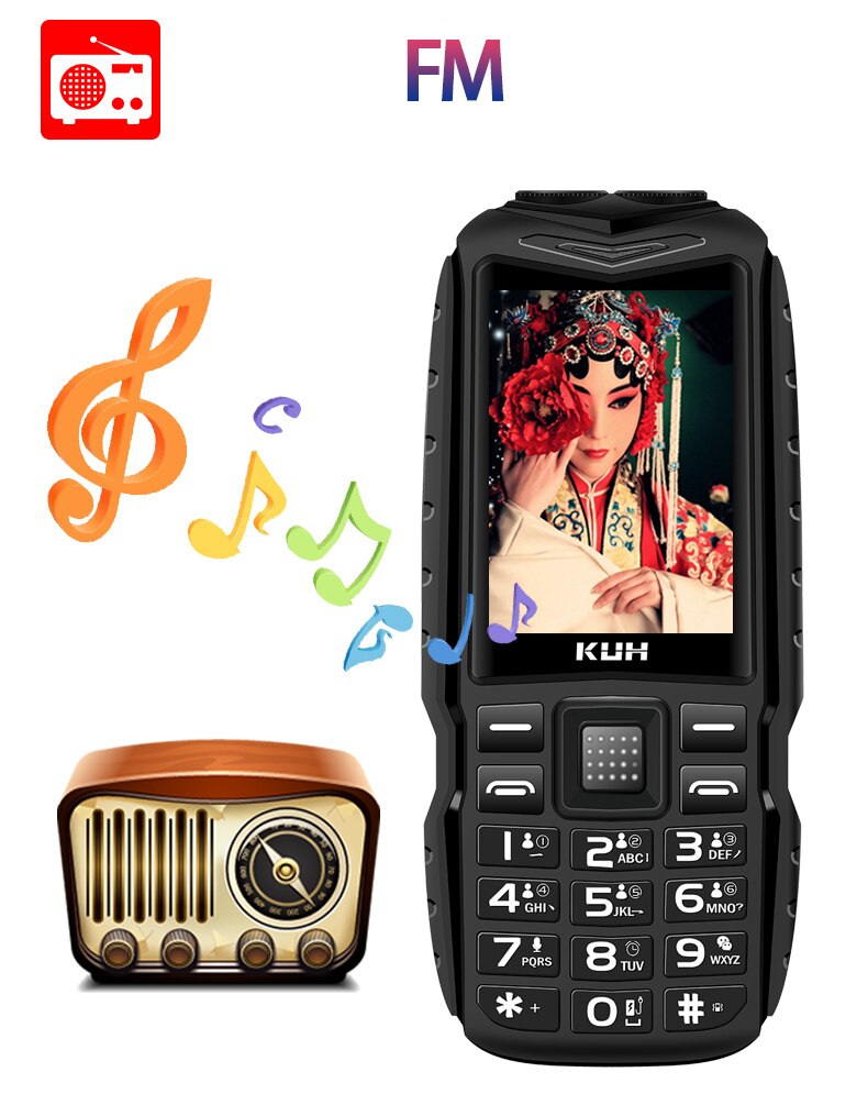 Russische Toetsenbord Fm Mobiele Telefoon 3800Mah Batterij Power Bank Dual Hoge Zaklamp Quick Dial Robuuste Dual Sim Mobiele Telefoons kuh T3
