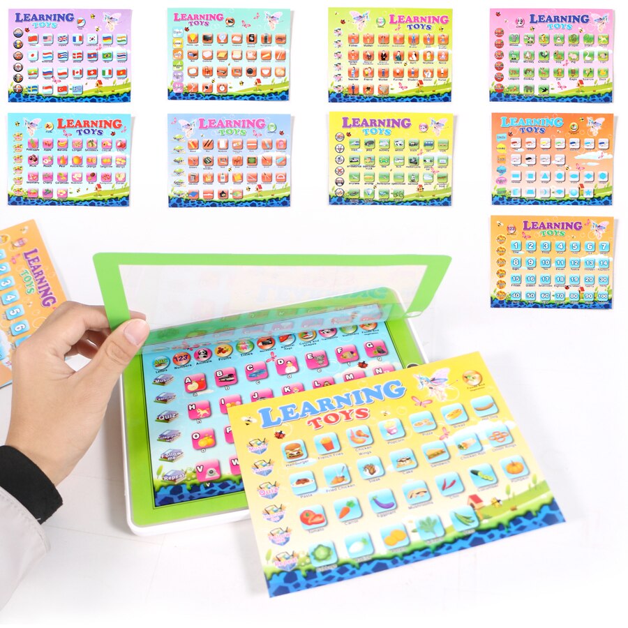 Learning Toys English Language Learning Machine Toy Pad Tablet 11 Function Letters Word Math and Music With Light Toy Computer