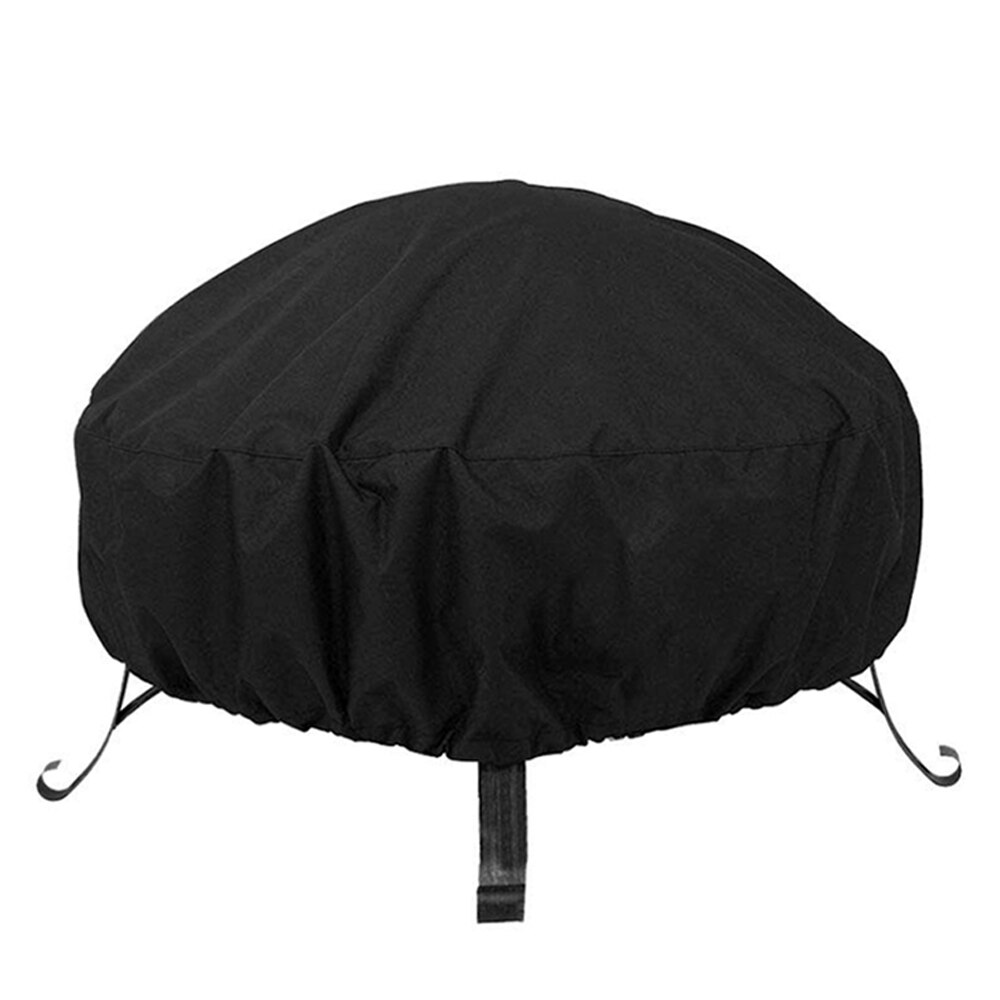 2 Sizes Waterproof Patio Fire Pit Cover Black UV Protector Grill BBQ Shelter Outdoor Garden Yard Round Canopy Furniture Covers: 122x46cm