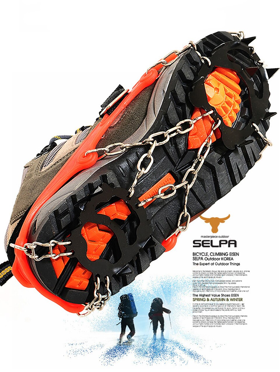 M/L Size Crampons 12 Teeth Outdoor Mountaineering Hiking Antislip Ice Snow Shoe Spikes Shoe Crampons Skidproof