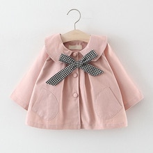 Abrigo de princesa para niños, abrigo de primavera y otoño, abrigo de bebé, chaqueta de bebé bonita rompevientos con lazo de rejilla CT034