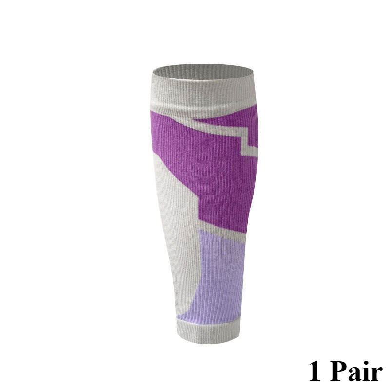 1 par de mangas de compresión de pantorrilla para hombres y mujeres, mangas de compresión para correr, atletismo, calcetines de compresión para piernas, soporte Unisex: Morado