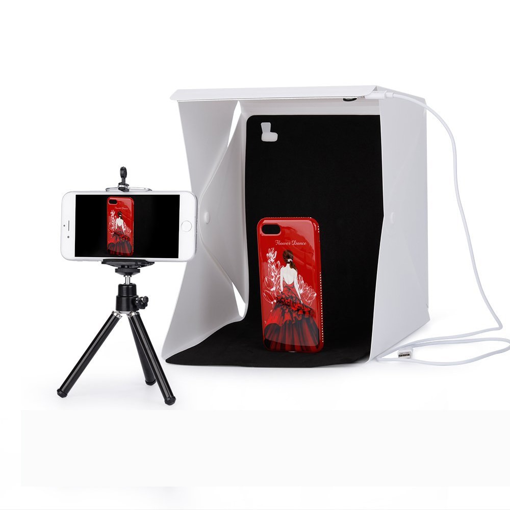 Portable Folding Studio Diffuse Soft Box With LED Light Black White Photography Background Photo Studio box for DSLR Camera