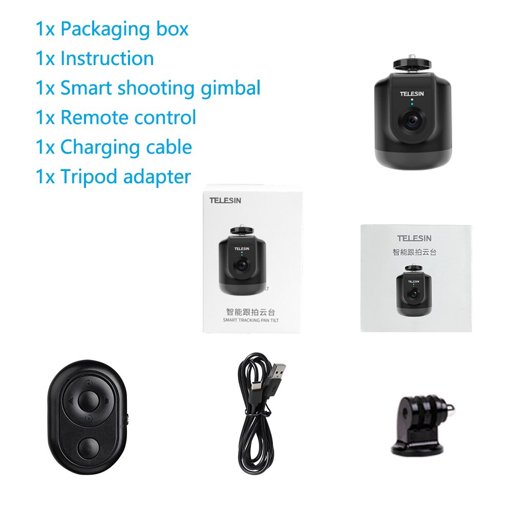 TELESIN Smart Shooting Gimbal Selfie 360 Rotation Auto Face Object Tracking For GoPro Osmo Action Smartphone Camera Vlog Live: Package B