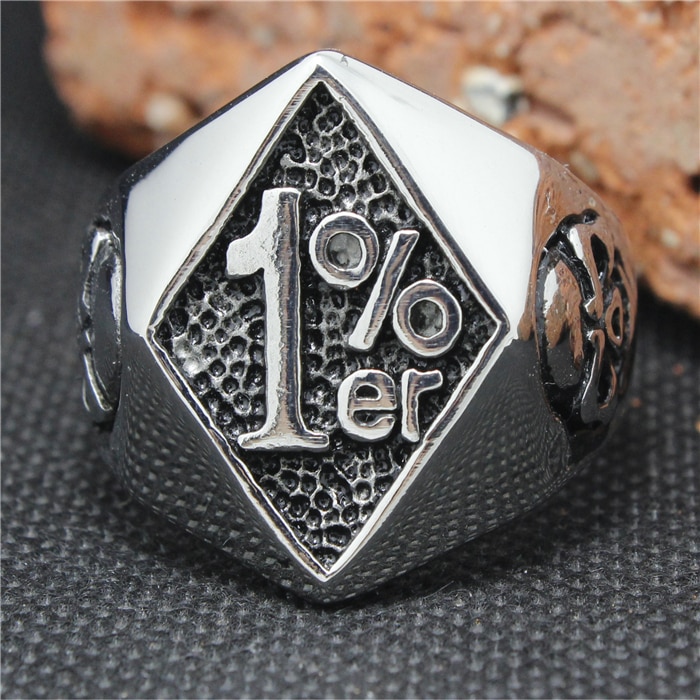 Cool 316L Stainless Steel Biker 1% er Skull Ring Mens Motorcycle Biker Band Party Ring