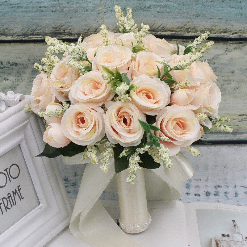 Bouquet da sposa dalia bouquet da sposa bouquet da damigella d&#39;onore bouquet da damigella d&#39;onore decorazione bouquet da sposa: Champagne