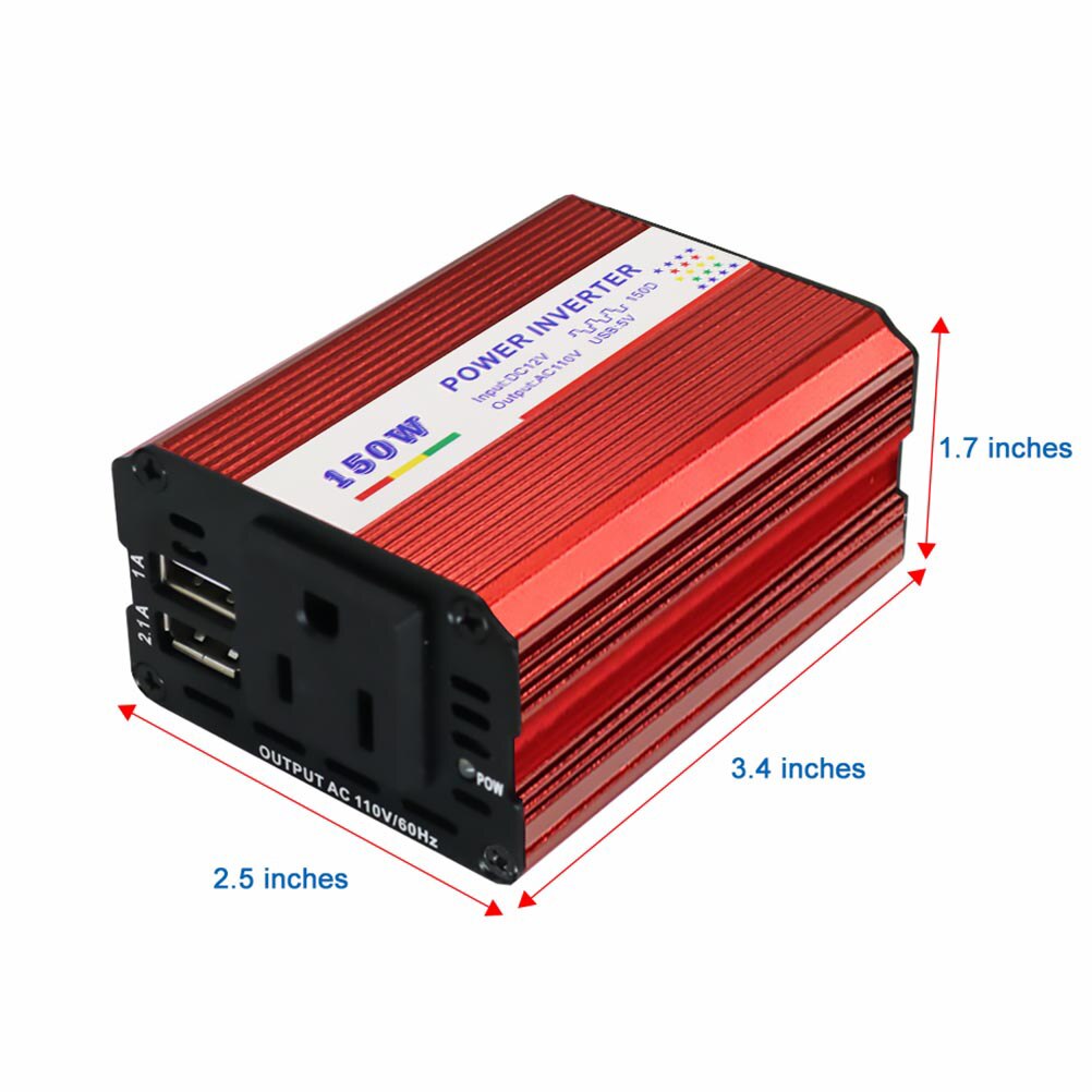 1 Set Dual USB Charger DC 12V to AC 220V Voltage Converter