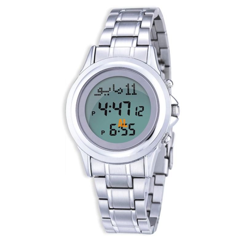 Azan Watch Islamic Qibla Watch With Prayer Compass Muslim Watch Best , Sliver 1pc