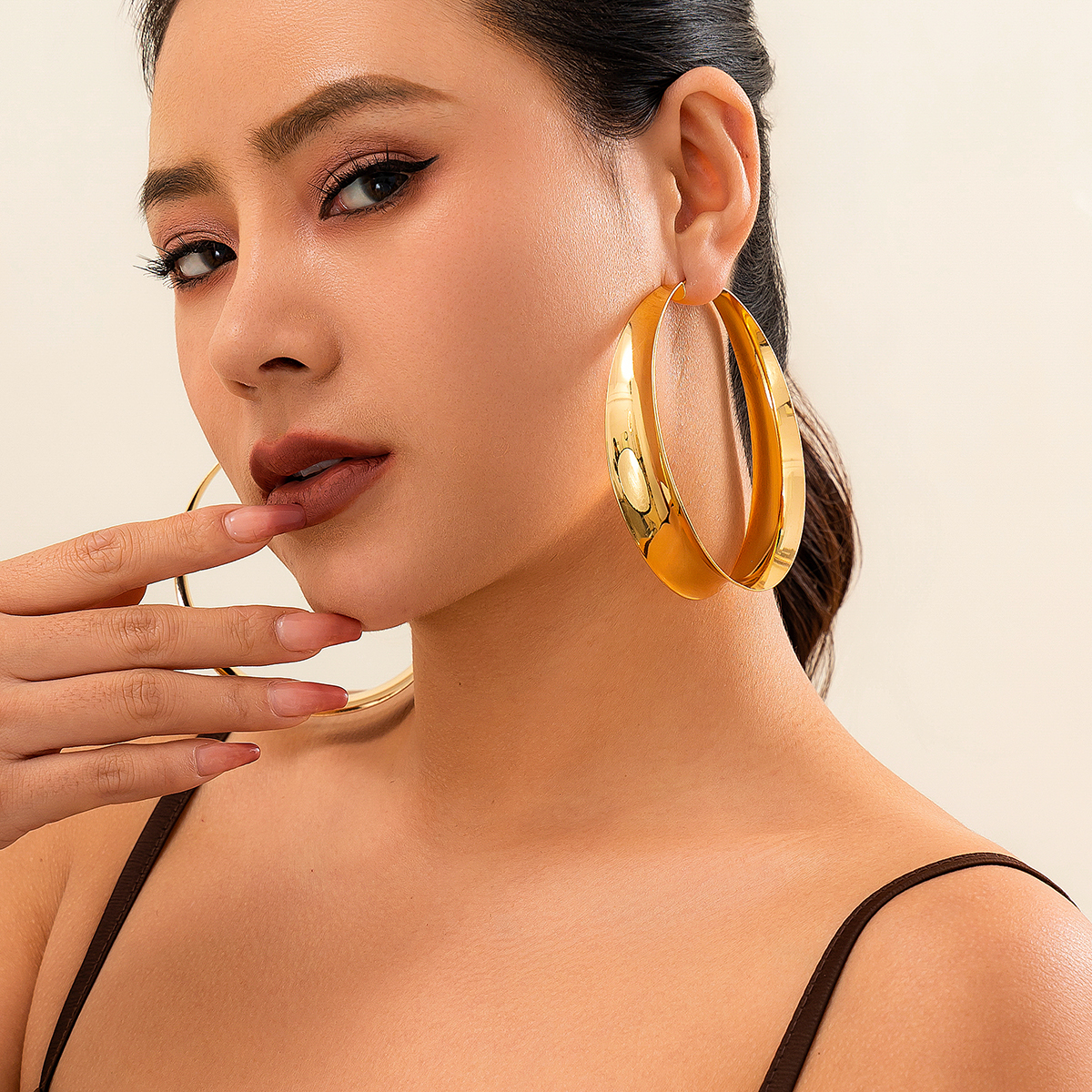 KunJoe-pendientes de aro redondos con agujeros grandes y exagerados para mujer, aretes con forma de círculo a la , joyería para mujer, para Festival