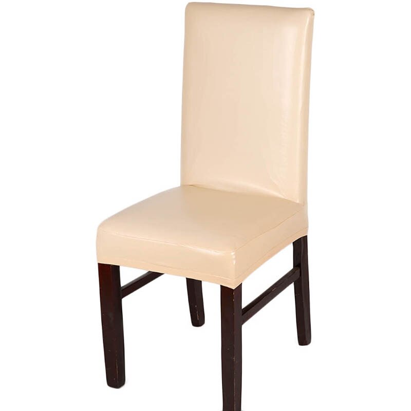Stræk solid pu læder vandtæt spisebordsstol betræk slipcover aftagelig kort stolebetræk til hjemmefest bryllupsdekoration: 06