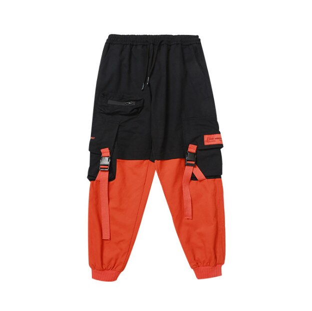 Hombres suelta ropa informal estilo Hip hop coreano pantalones Harem con bolsillo pantalones de tobillo de longitud de remiendo Casual Cargo pantalones de chándal