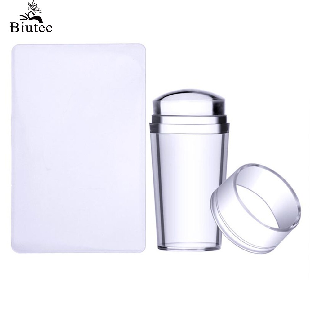 Buitee Clear Jelly Silicone Nail Stamper With Scrapet Nail Art Stamping Tool Set For DIY Nail Stamping Manicure Nail Decoration