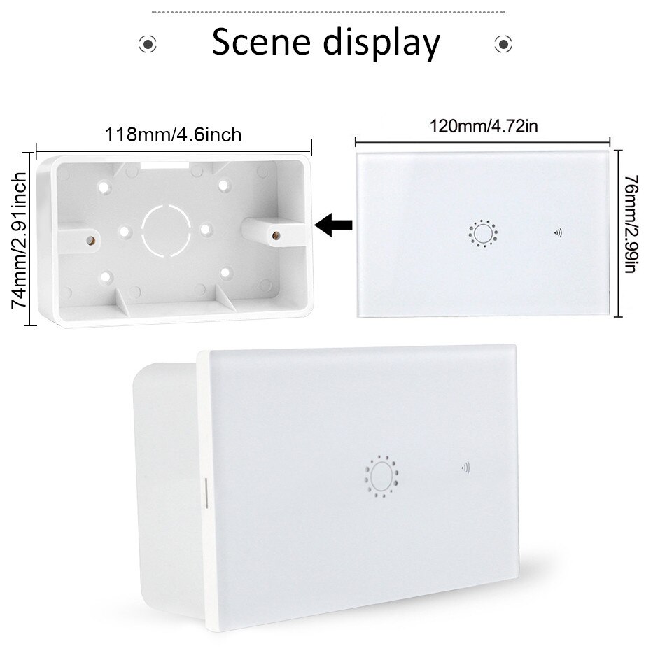 Switch Box External Mounting Box 118mm*74mm*34mm for 118mm Touch Switch and USB Socket For Any Position of Wall Surface