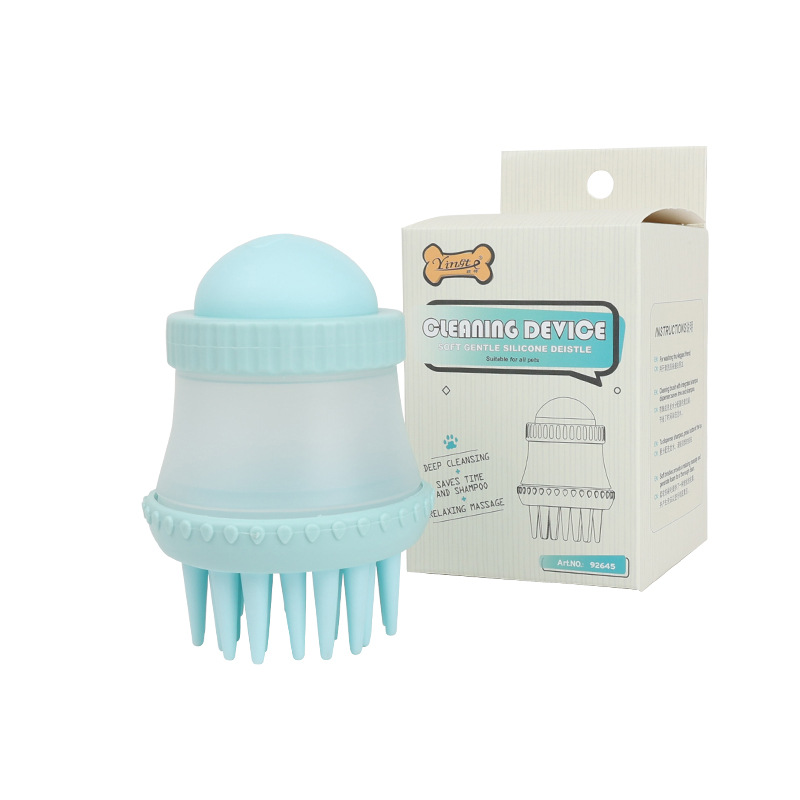 Brosse de douche en Silicone pour chien et chat, distributeur de shampoing pour animaux de compagnie, masseur, brosse de bain, salle de bain, lavage des chiots, brosse de toilettage, accessoires pour chiens: Violet