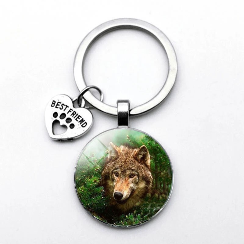 Porte-clés loup dans la nuit, porte-clés tête de loup, bijoux pour hommes,