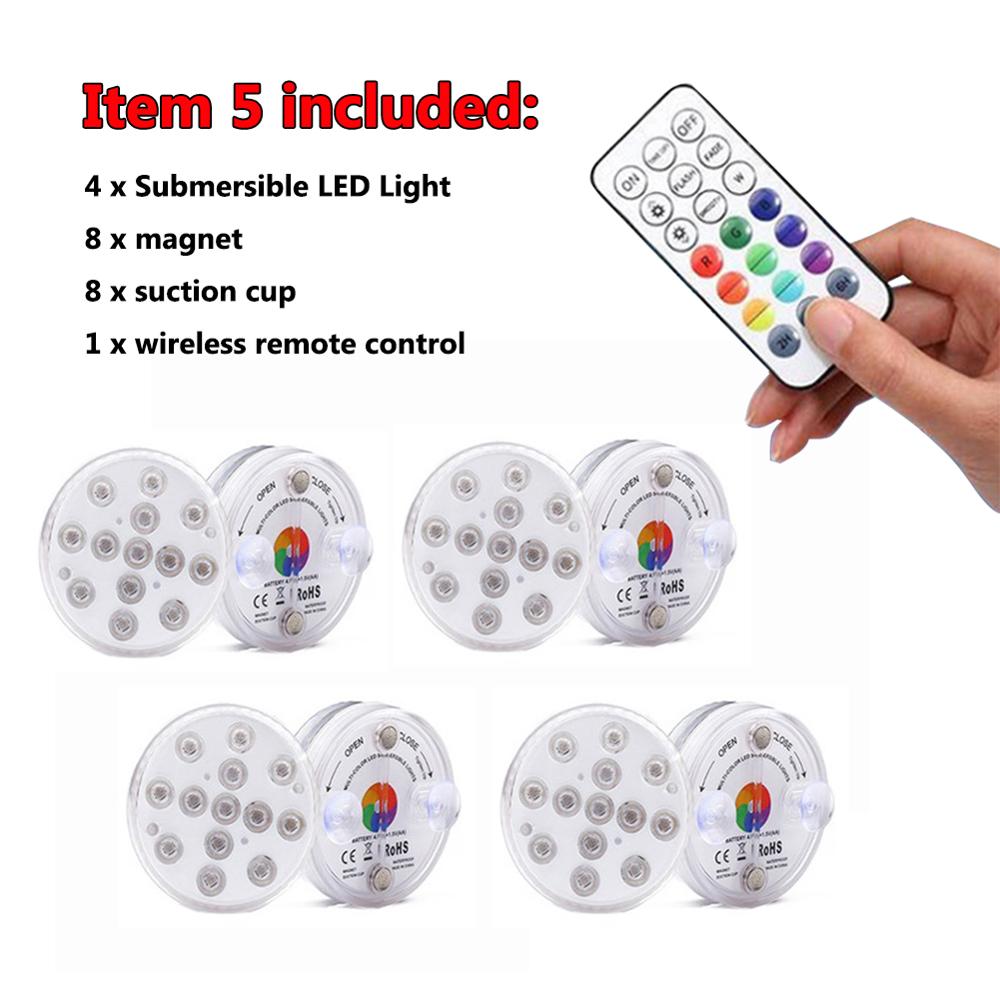 13 Leds Submersible Light Swimming Pool Fountain Spa Bathroom IP68 Waterproof RGB Lighting Underwater Lamp with Remote Control: Item 5