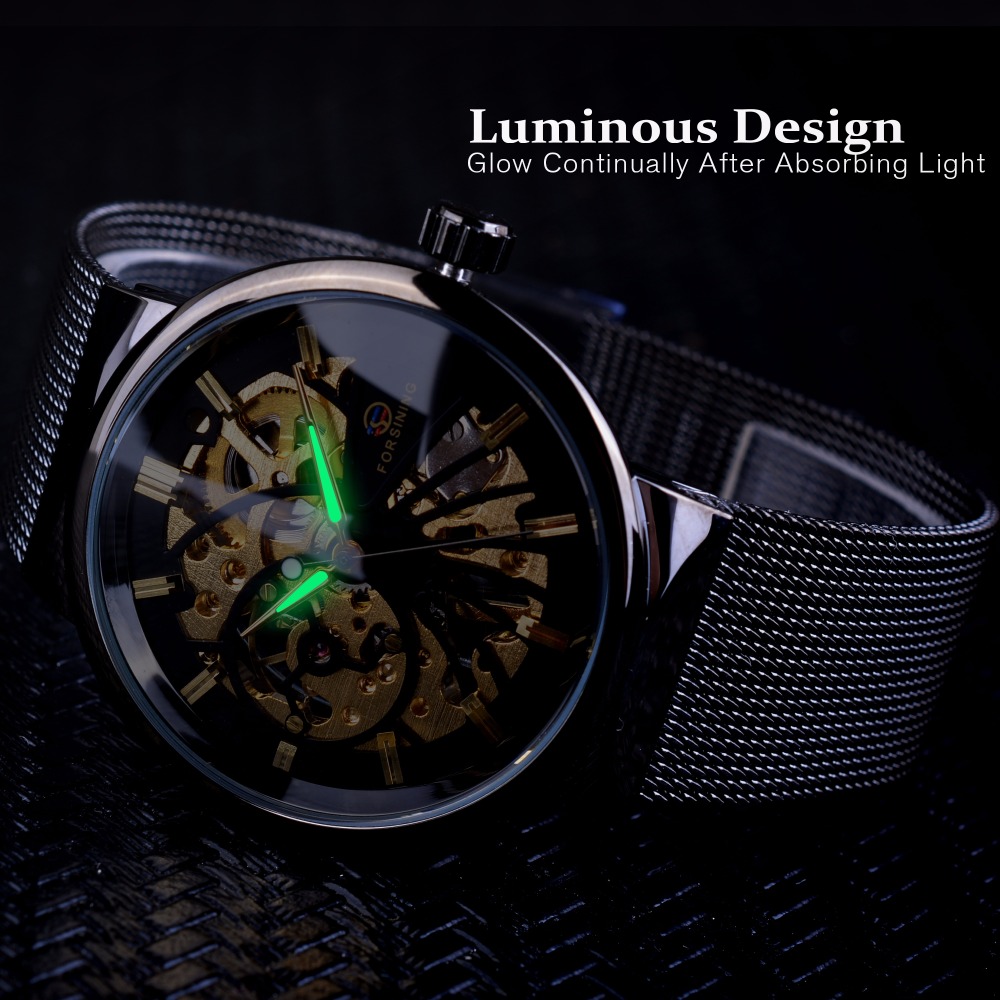 Forsining Luxe Dunne Case Unisex Waterdicht Heren Samll Wijzerplaat Horloges Top Luxe Mechanische Skelet Horloges
