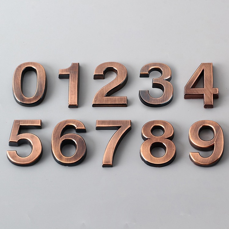 0-9 Vintage Bronze Numbers Sign Hotel Apartment Address Plaque Imitation Number Digits Sticker
