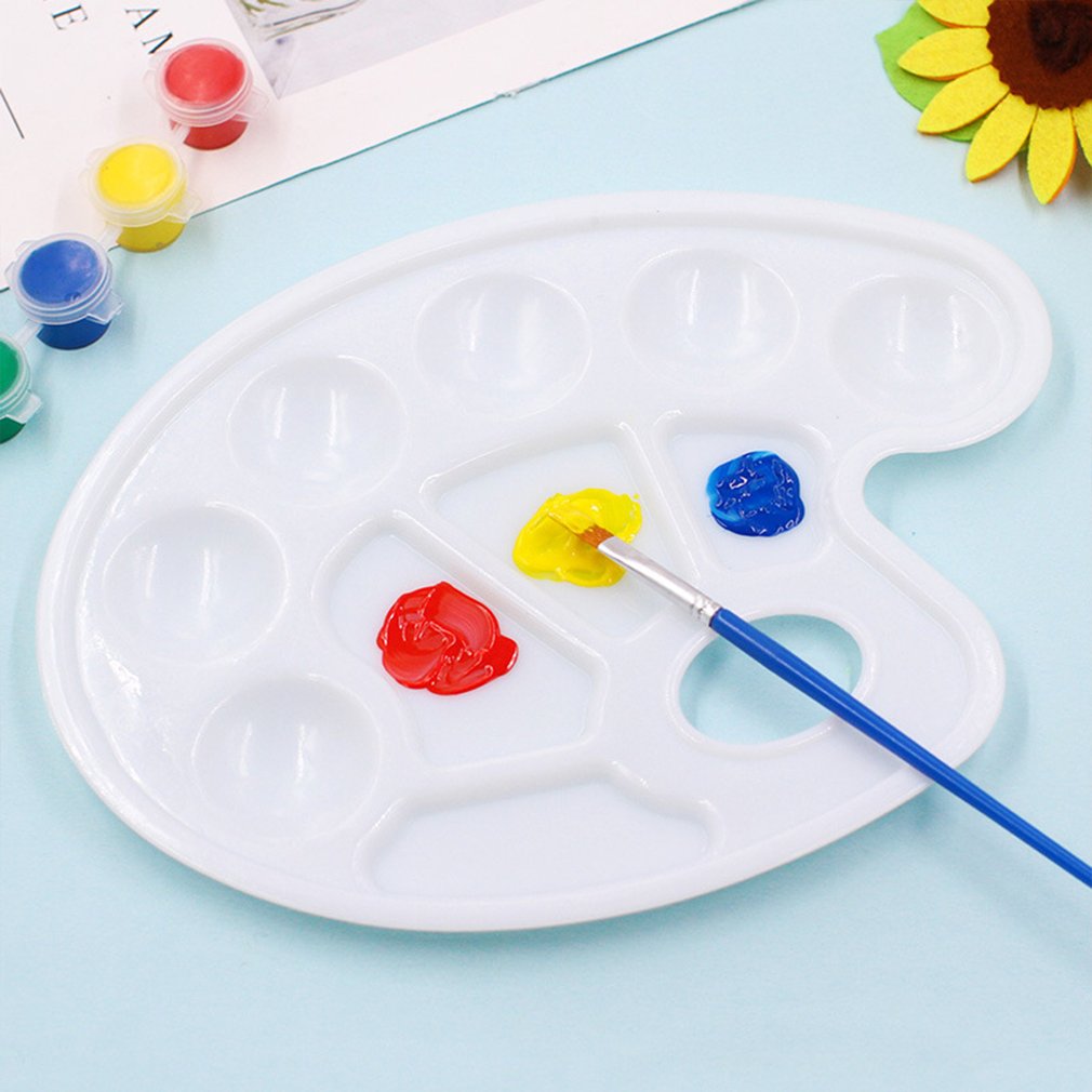 1PC Gouache Palette Oval Palette Children&#39;s Painting Plastic Palette Hand Grasp Paint Foot Palette DIY Graffiti Art Supplies