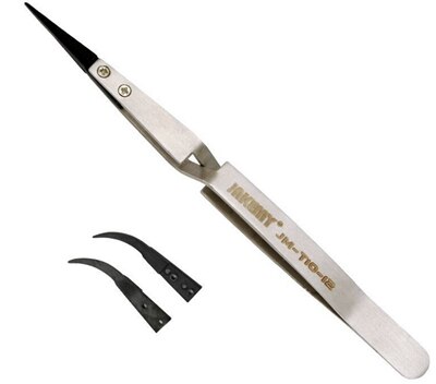 1 stuk roestvrijstalen elektronische pincet met lange punt, gebogen punt, telefoonreparatie, antistatische pincet, gereedschap, accessoire: Default Title