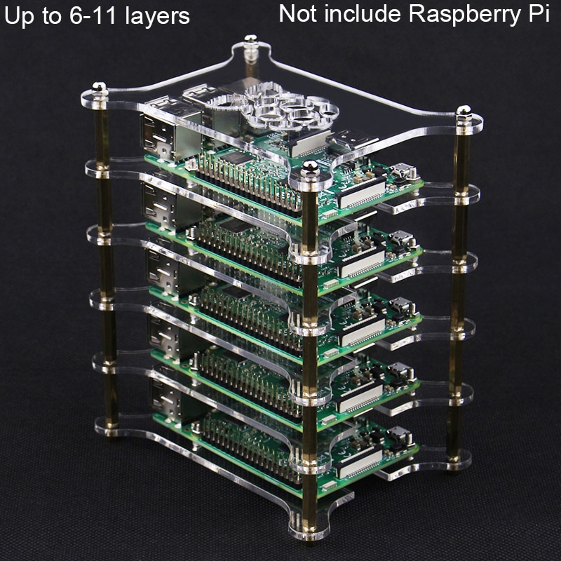 Raspberry Pi 6 7 8 9 10 11 Layers Case Tansparent Acrylic Box Holder for Raspberry Pi 4 Model B 3B+/3B