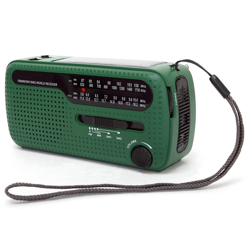 De13 Draagbare Fm Am Radio Solar Emergency Radio Wereldontvanger Hand Crank Emergency Outdoor Radio Draagbare Zonne-energie Opladen: Default Title