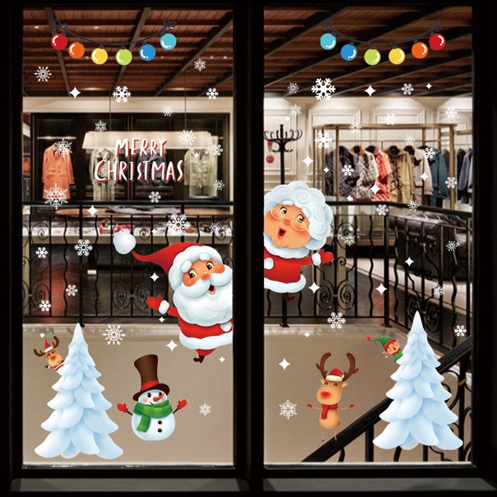 Window Glass Door Self-Adhesive Wall Stickers Year Christmas Decoration Merry Christmas Stickers Window Stickers Ornaments
